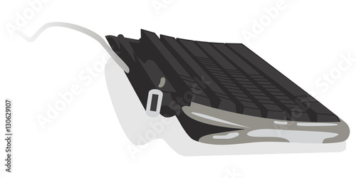 Old style computer keyboard side top view
