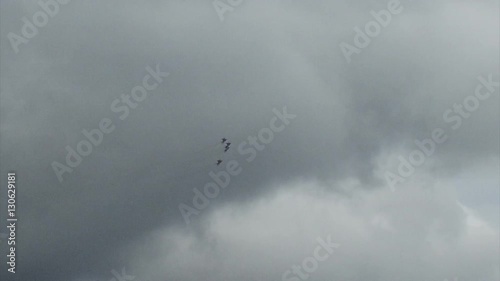Russian military fighter in flight in the sky
