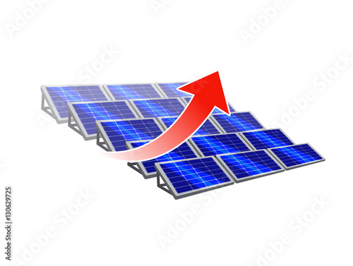 Vector image of a solar panel with an upwards arrow 