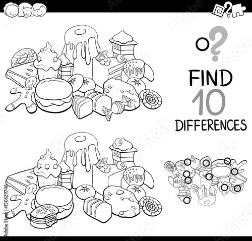 differences game with sweet food