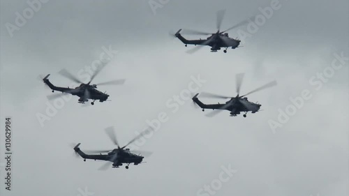 modern Russian military helicopter in flight