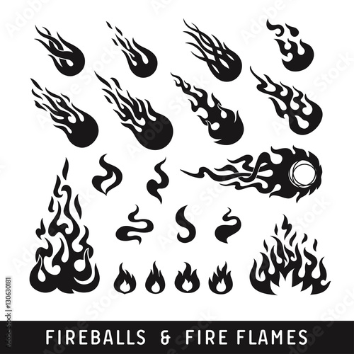 fireballs and flame silhouette icons