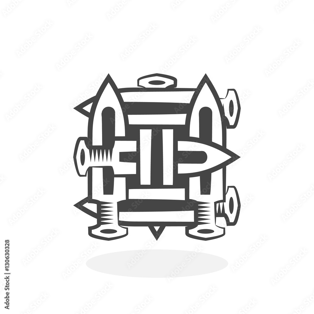 Cross swords Icon. Vector logo on white background Cross swords Icon. Vector logo on white background