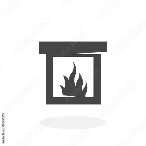 Fireplace Icon. Vector logo on white background