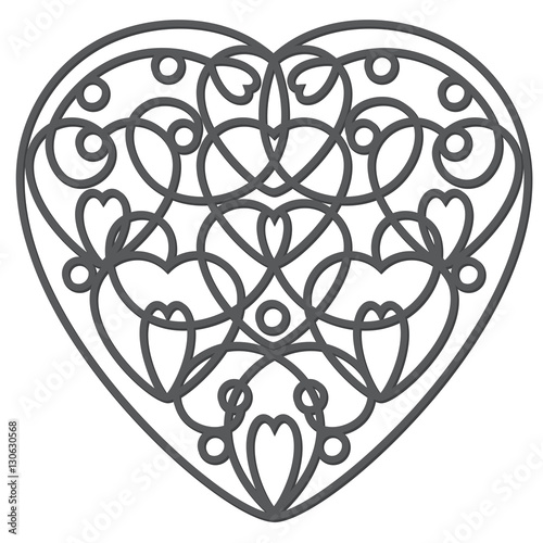 Decorative wrought iron heart. Valentine's day card art. Vector illustration.