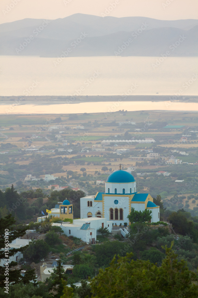 Landscape with an orthodox church ,Kos, Greece.