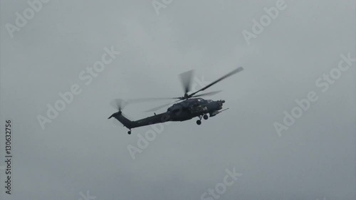 modern Russian military helicopter in flight