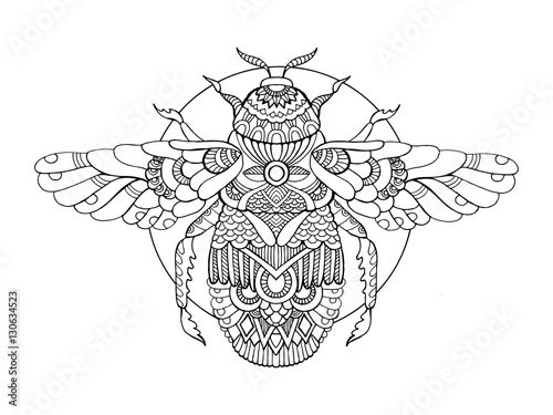 Bumblebee coloring book for adults vector