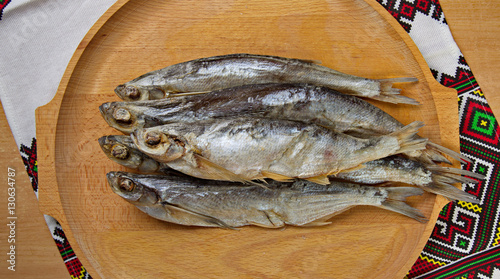 Dried sabrefish.  on the table. photo