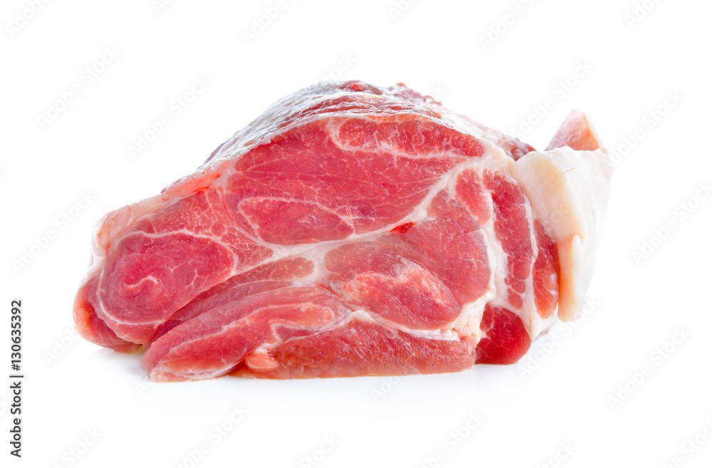 Meat, pork, slices pork on white background