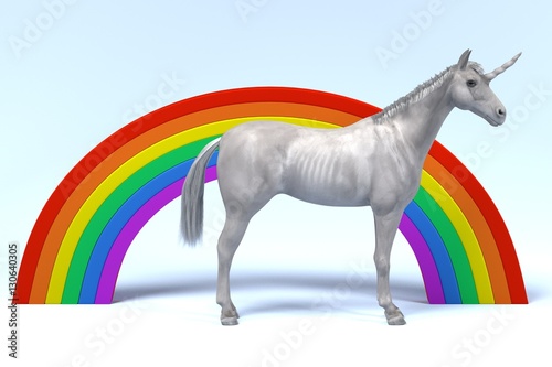 3d render of unicorn with rainbow