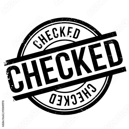 Checked stamp. Grunge design with dust scratches. Effects can be easily removed for a clean, crisp look. Color is easily changed. rubber grunge