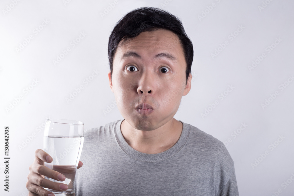 Asian man drinking water Asian man drinking water
