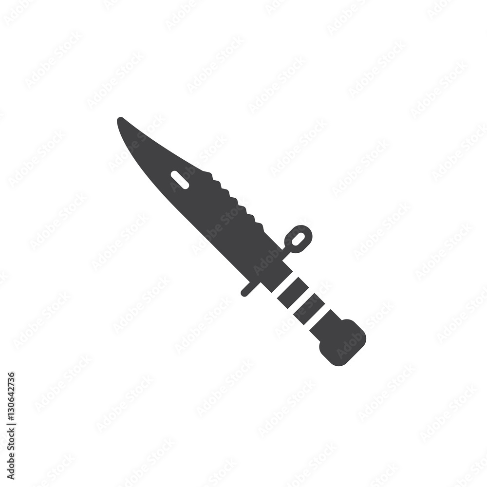 Knife bayonet icon vector, filled flat sign, solid pictogram isolated on white. Cold steel arms symbol, logo illustration Knife bayonet icon vector, filled flat sign, solid pictogram isolated on white. Cold steel arms symbol, logo illustration