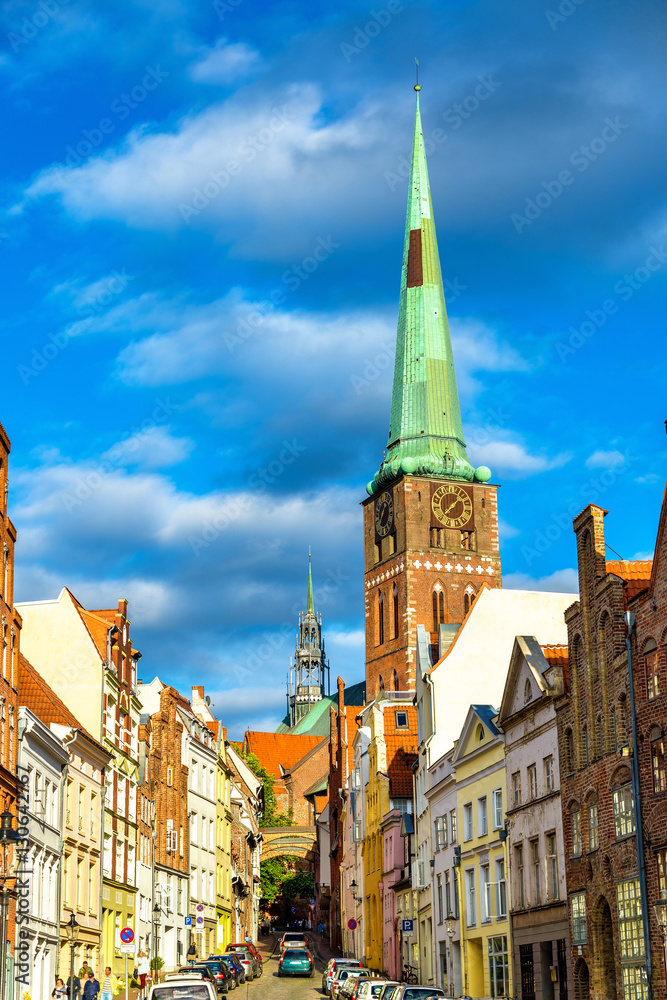 Obraz premium View of Jakobikirche, St. Jakobi Church in Lubeck, Germany