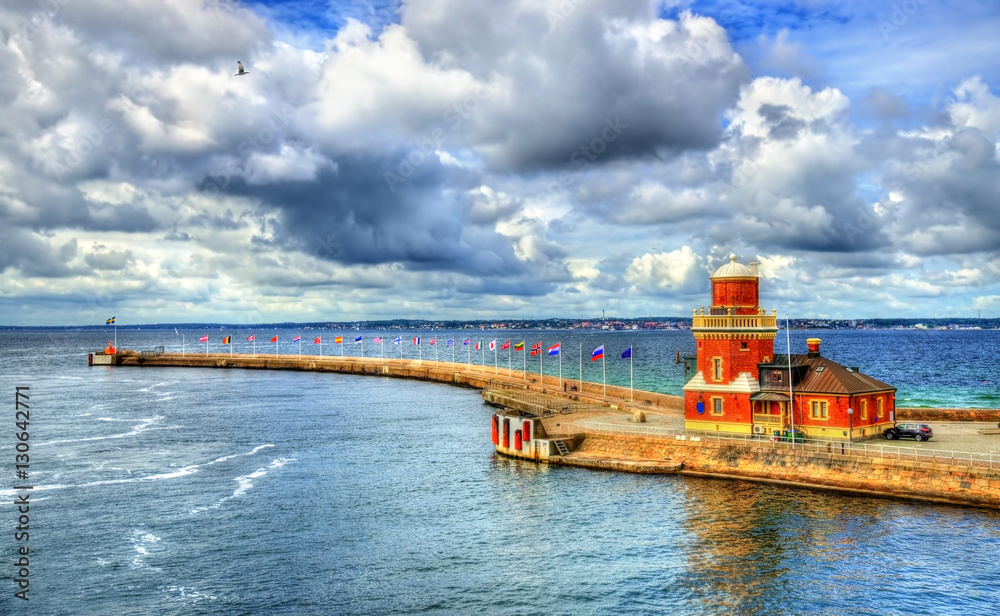 Lighthouse at the port of Helsingborg - Sweden