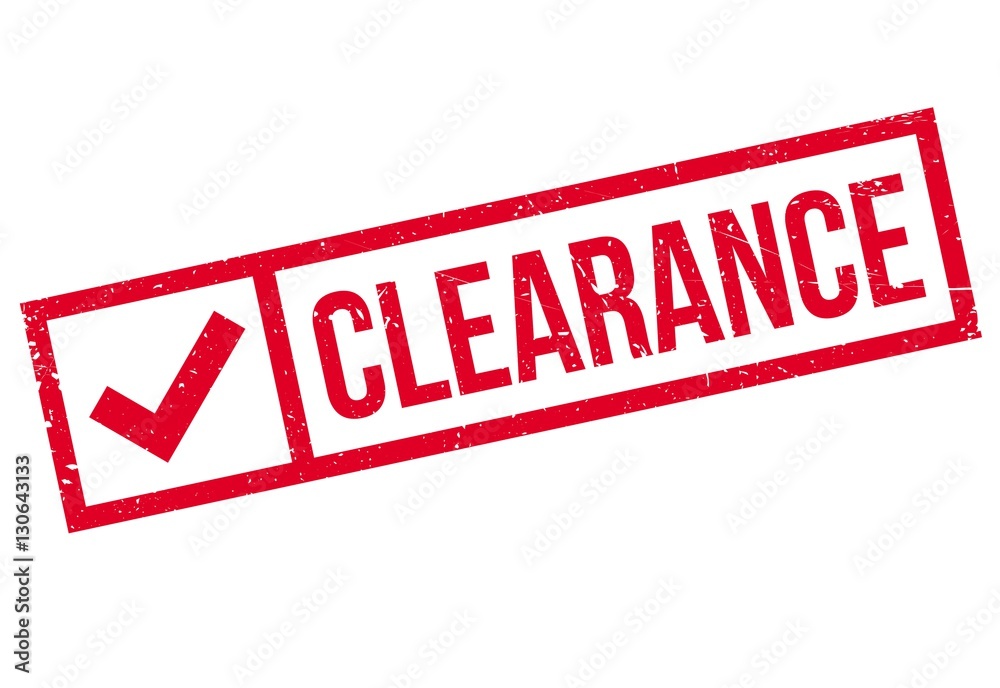 Clearance stamp. Grunge design with dust scratches. Effects can be easily removed for a clean, crisp look. Color is easily changed. rubber grunge