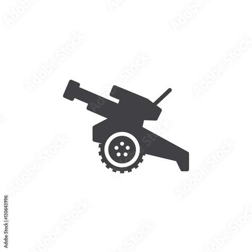 Howitzer, cannon icon vector, filled flat sign, solid pictogram isolated on white. Symbol, logo illustration