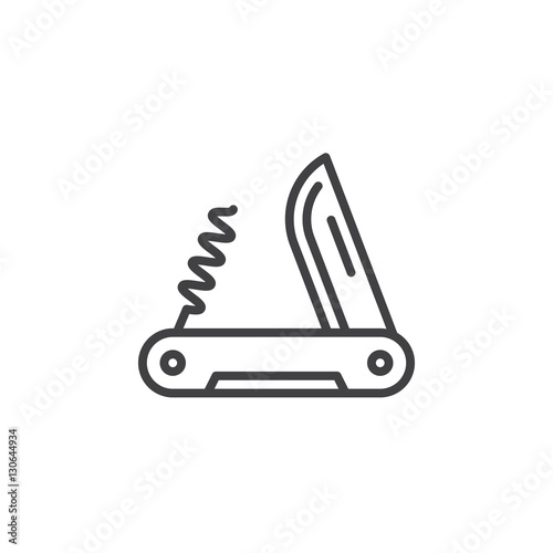 Swiss Army knife line icon, outline vector sign, linear pictogram isolated on white. Symbol, logo illustration