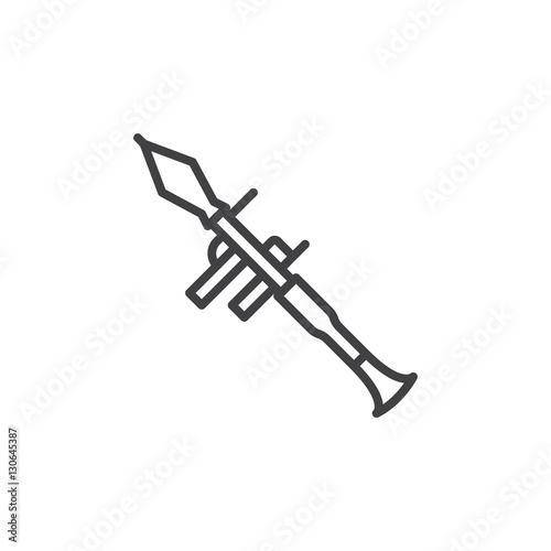 Rocket propelled grenade launcher, RPG line icon, outline vector sign, linear pictogram isolated on white. Symbol, logo illustration