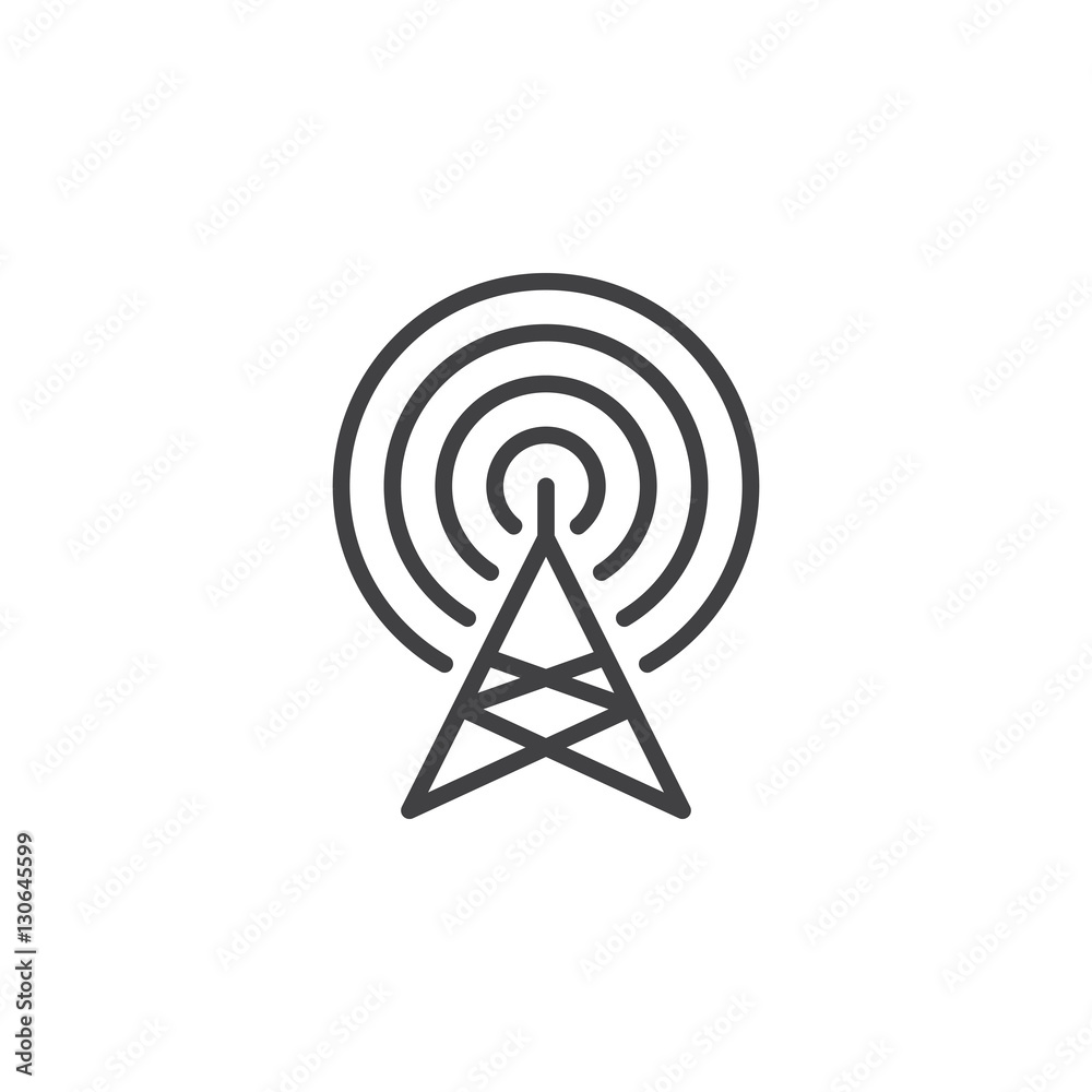 Radar antenna line icon, outline vector sign, linear pictogram isolated on white. Symbol, logo illustration Radar antenna line icon, outline vector sign, linear pictogram isolated on white. Symbol, logo illustration