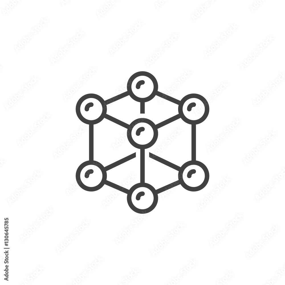 Cube molecule line icon, outline vector sign, linear pictogram isolated on white. Symbol, logo illustration Cube molecule line icon, outline vector sign, linear pictogram isolated on white. Symbol, logo illustration