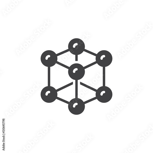Cube molecule icon vector, filled flat sign, solid pictogram isolated on white. Symbol, logo illustration