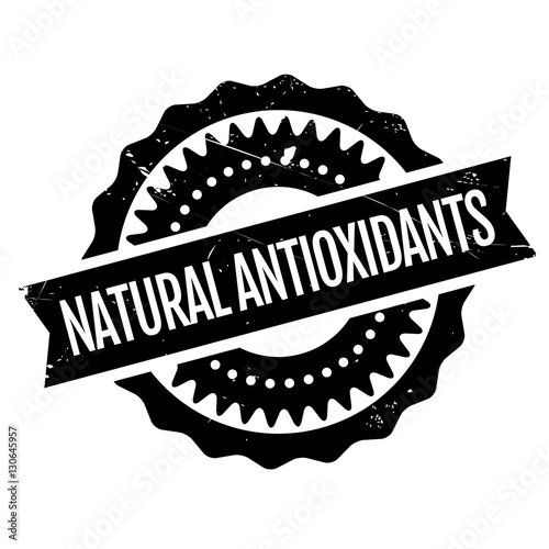 Natural antioxidants stamp. Grunge design with dust scratches. Effects can be easily removed for a clean, crisp look. Color is easily changed.