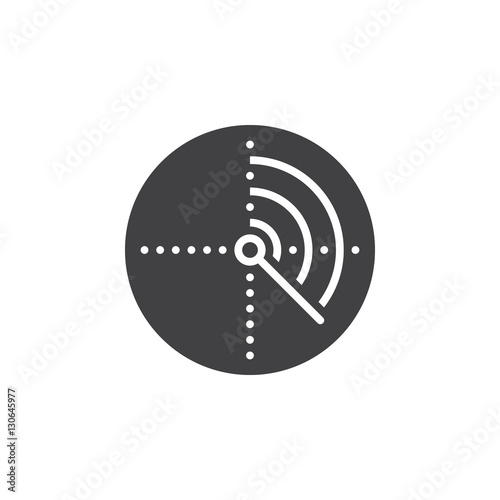 Radar icon vector, filled flat sign, solid pictogram isolated on white. Symbol, logo illustration