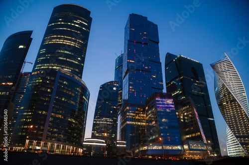 evening moscow city from the river