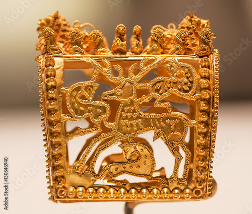 Goldsmithery from ancient Colchis, now Georgia country. Earlist example of golden patterns. Artifact of Georgian National Museum, Tbilisi