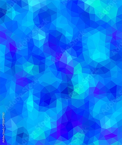 Colorful background consisting of light and dark blue triangles. Mosaic backdrop of geometric elements. Abstract stacked pattern 