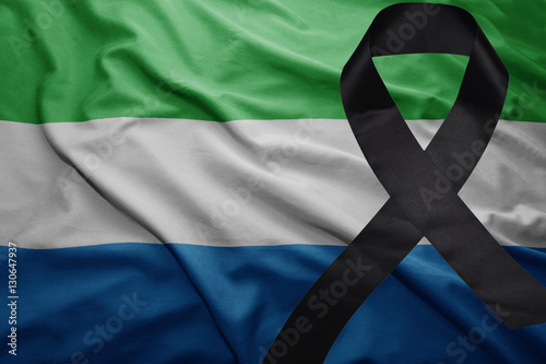 flag of sierra leone with black mourning ribbon