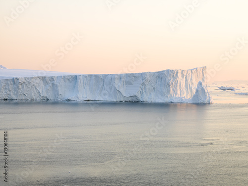 Huge icebergs on arctic ocean at north pole