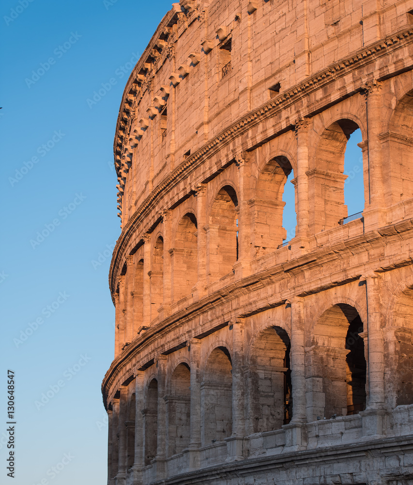 Sunset detail of Roman Colosseum
