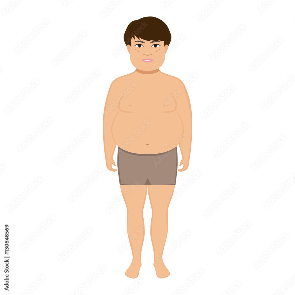 Vector illustration of cartoon little cute fat boy
