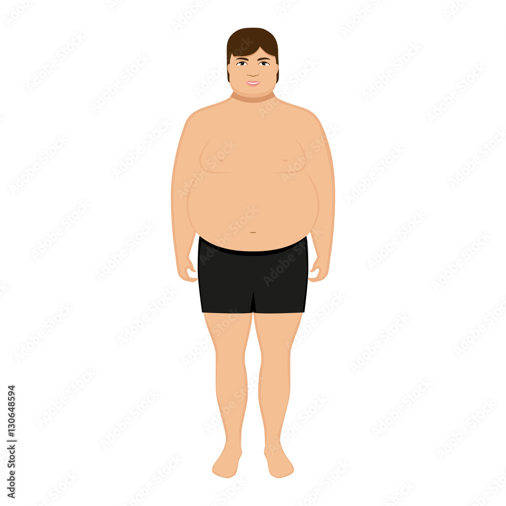 Vector illustration cartoon fat man. Adult big boy