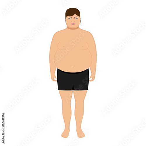 Vector illustration cartoon fat man. Adult big boy
