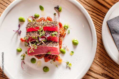 Seared Ahi Tuna Sashimi Appetizer photo