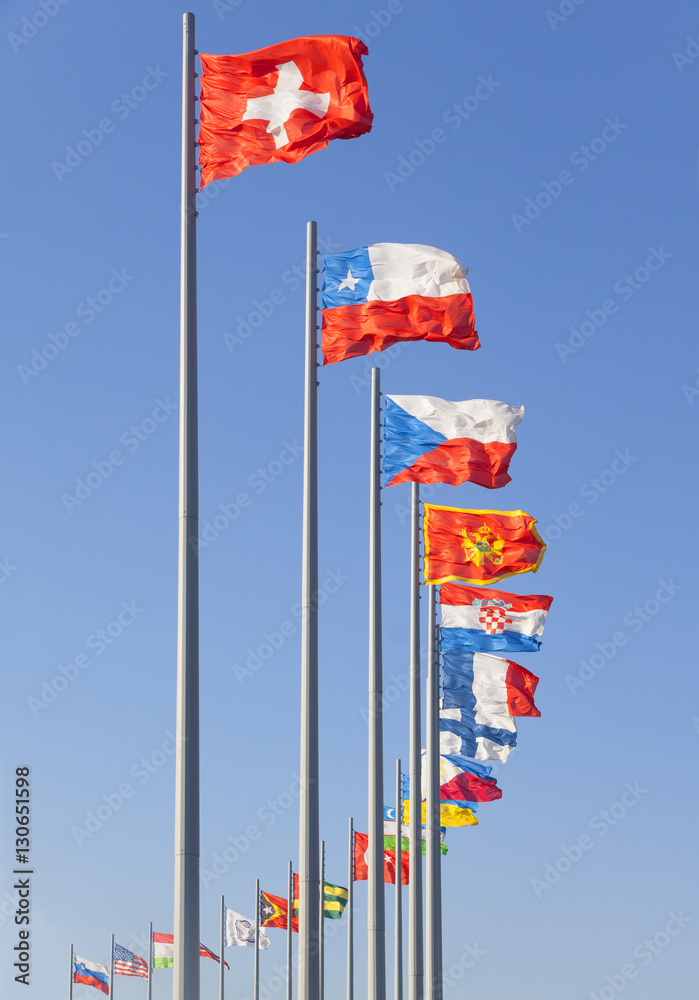 Flags of the world flagpoles