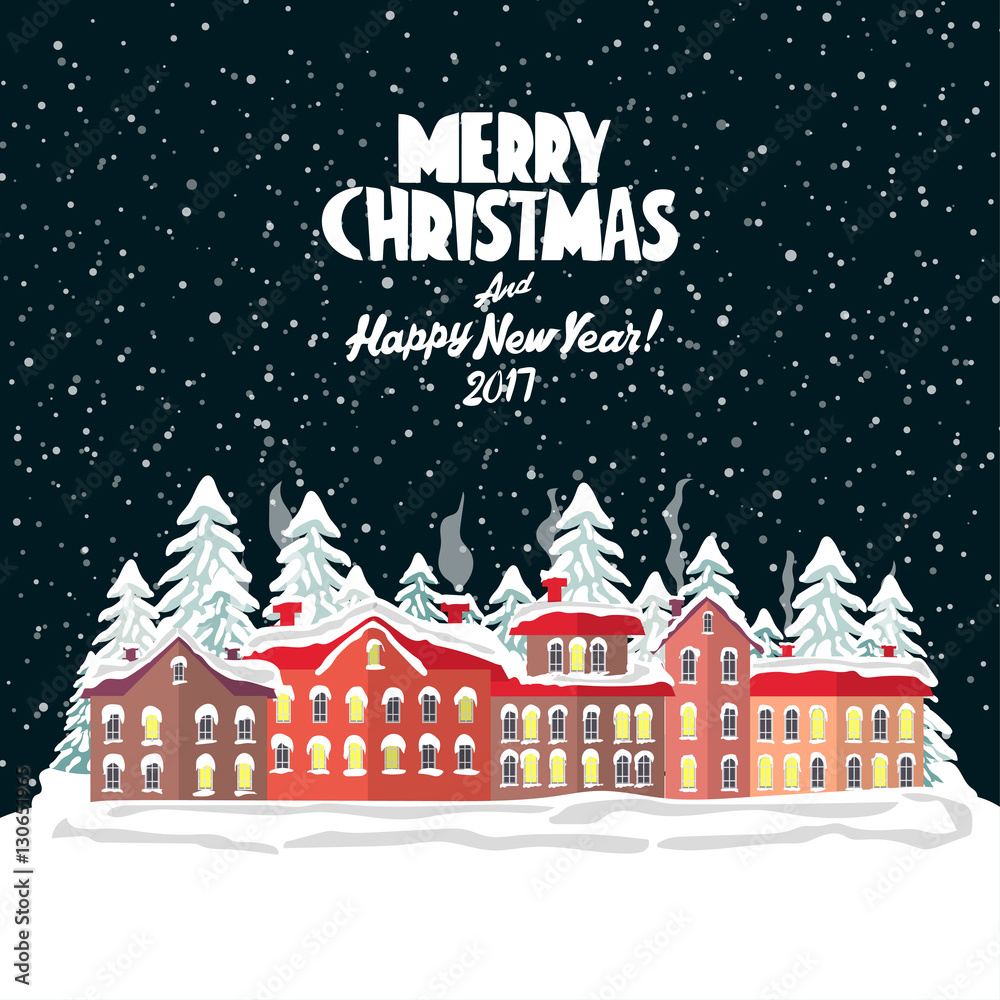 Merry christmas card. Vector illustration. Happy new year