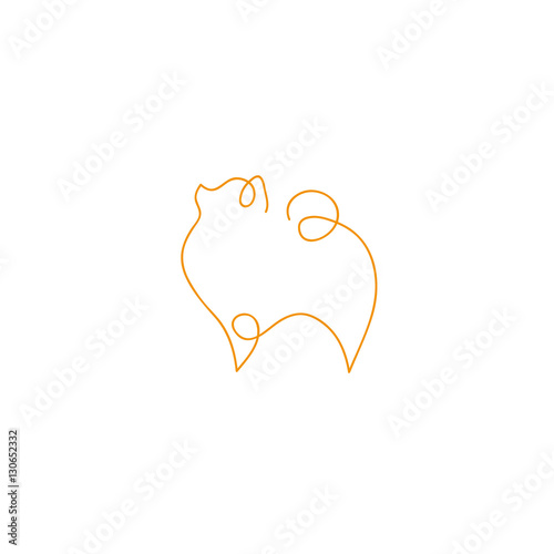 One line dog spitz design silhouette. Hand drawn minimalism style vector illustration