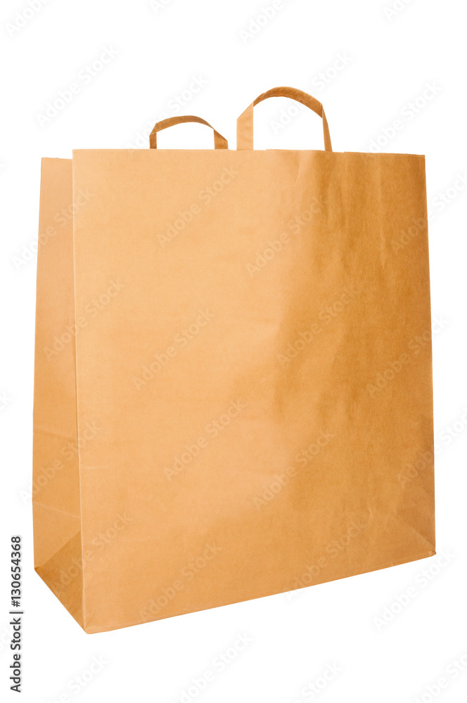 Empty disposable paper bag on white background Empty disposable paper bag on white background