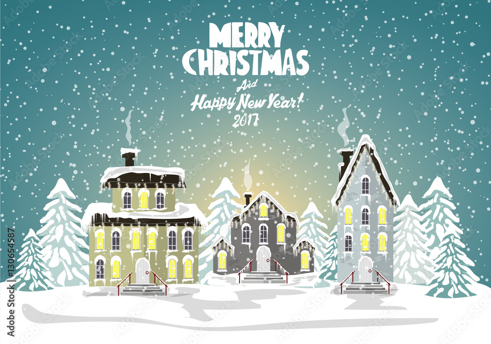 Merry christmas card. Vector illustration. Happy new year