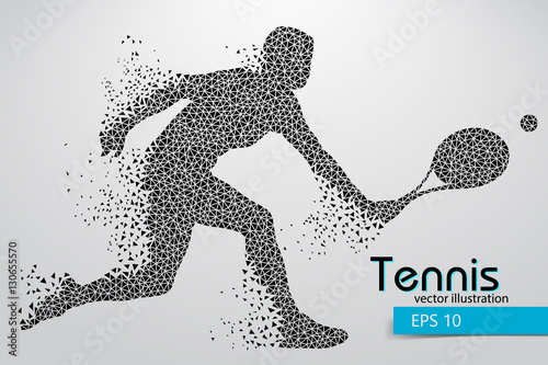 Silhouette of a tennis player from triangles.