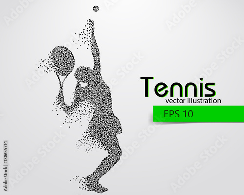 Silhouette of a tennis player from triangles.