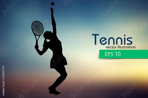 Silhouette of a tennis player.