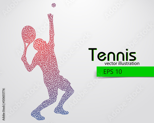 Silhouette of a tennis player from triangles.