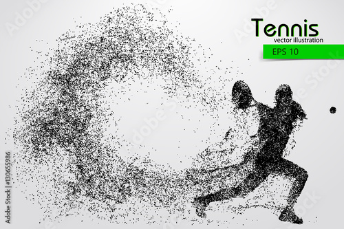 Silhouette of a tennis player from particles.