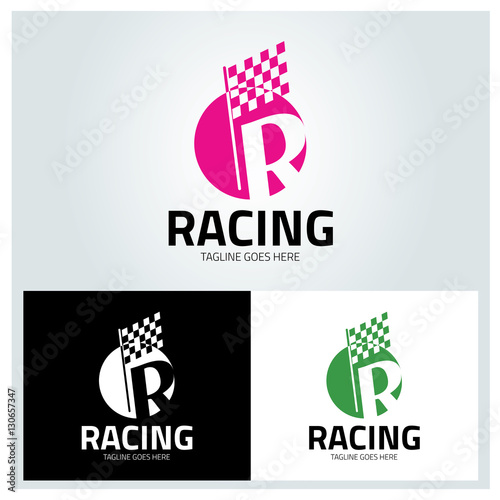 Racing logo design template ,flag logo design concept ,Vector illustration
